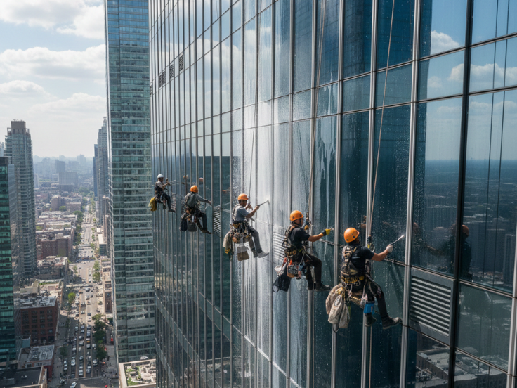 high rise facade cleaning