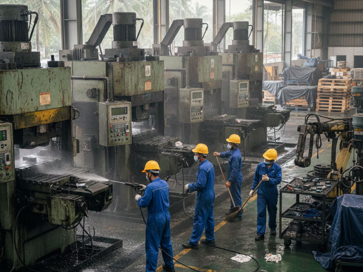 machinery surrounding cleaning