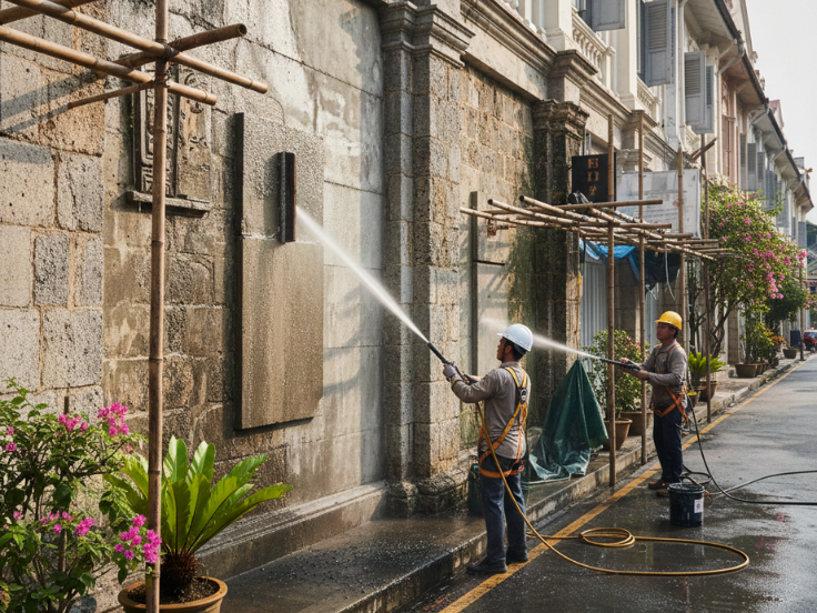 stone & concrete facade cleaning